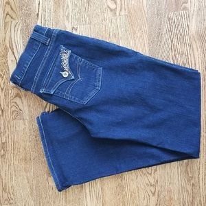 (XL) eunina Jeans U.S.A Dark Wash Embellished Denim Jeans Bling Classic